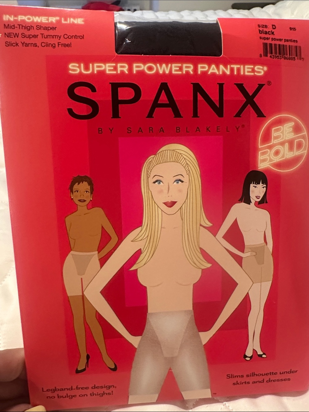 SPANX Super Power BLACK SHAPER Packaging in Bright Pink and Red